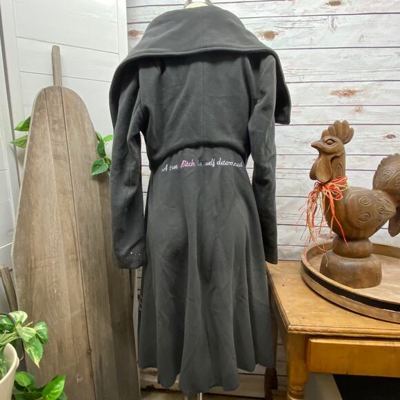 RTB Real Tough Babe Grey Fleece Jacket Coat Asymmetrical Embroidered Custom MED - Picture 3 of 9